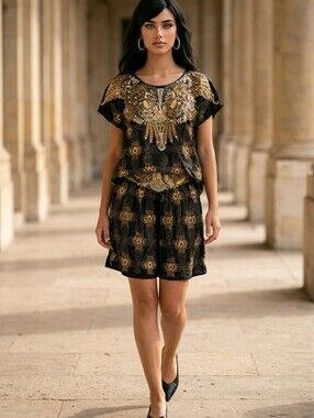 NWT Super Cute Bali Chic Beaded Short Set One Size